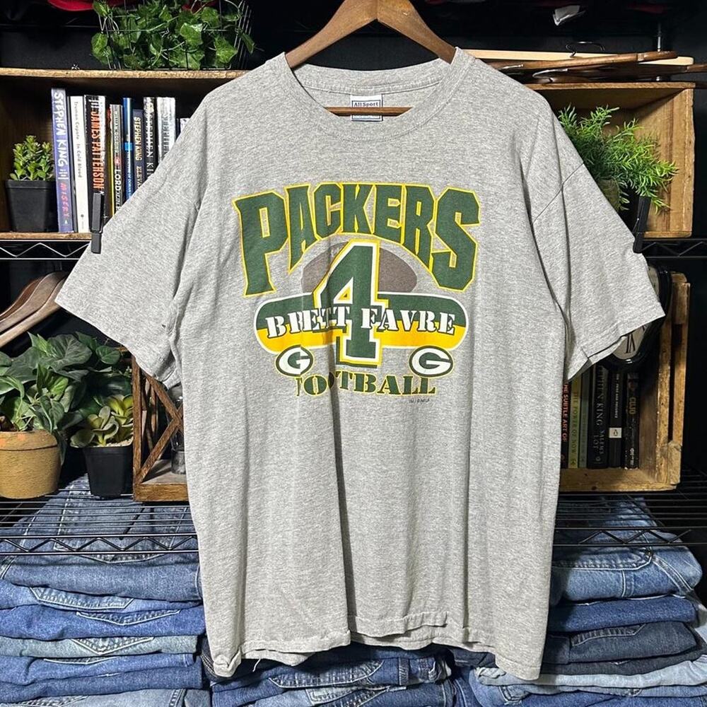 Vintage Y2K Brett Favre Green Bay Packers Jersey Shirt Grey Mens XL Football Tee